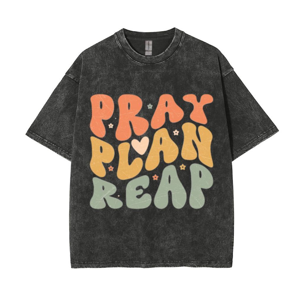 Vintage Oversized Graphic T - Pray Plan Reap